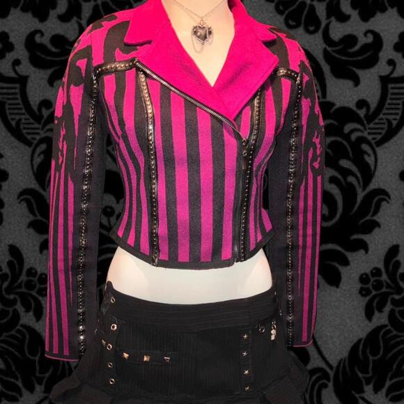 Tripp NYC Jackets & Blazers - NWOT Y2K Personal Privilege Striped Damask Studded Biker